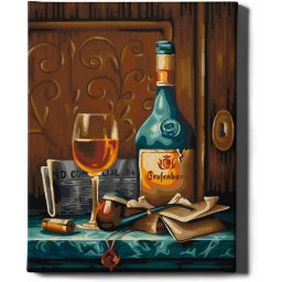 Set pictura pe numere, cu sasiu, Vin si pipa, 40x50 cm