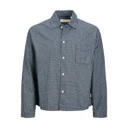 JACK & JONES Cămașă 'JORAustin' bleumarin / alb