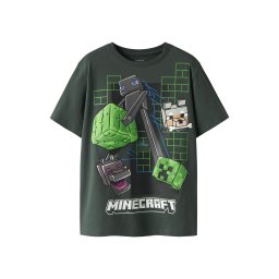 NAME IT Tricou 'NKMJUKE MINECRAFT' albastru / gri închis / verde / alb