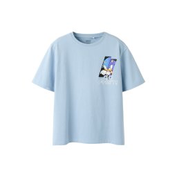 NAME IT Tricou 'NKMFITUS SONIC' albastru / albastru deschis / negru / alb