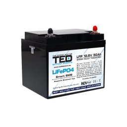Acumulator LiFePo4 12.8V 50A, BMS, bluetooth, M6 TED Electric - TED007391