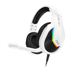 Căști LED RGB cu fir cu microfon pentru jocuri video CONNECT IT CHP-3595-WH alb/negru