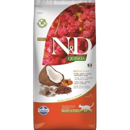 FARMINA N&D Quinoa Adult Cat Skin&Coat Hrana uscata pisici cu intoleranta alimentara, cu hering și cocos 5 kg