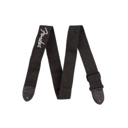 Fender Black Polyester Logo Straps Black with Gray Logo