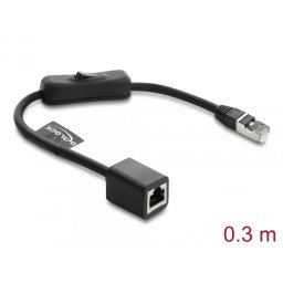 Cablu prelungitor de retea RJ45 Cat.6 F/UTP 0.3m cu switch, Delock 81563