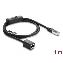 Cablu prelungitor de retea RJ45 Cat.6 F/UTP 1m cu switch, Delock 81564