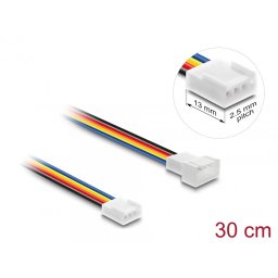 Cablu prelungitor alimentare ventilator PWM 4 pini lungime conector 13mm/pitch 2.5mm T-M 30cm, Delock 90871