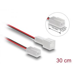 Cablu prelungitor alimentare ventilator 2 pini lungime conector 13mm/pitch 2.5mm T-M 30cm, Delock 90869