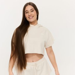 GymBeam Hanorac pentru femei Relay Cropped Pearl M