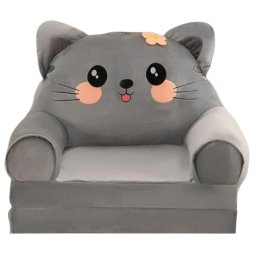 Fotoliu Extensibil din plus si 2 placi burete Pisicuta Gri inchis