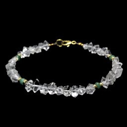 Bratara din Diamant Herkimer si Smarald - Accesorii de Argint 925 - 4-9 x 4-6 mm