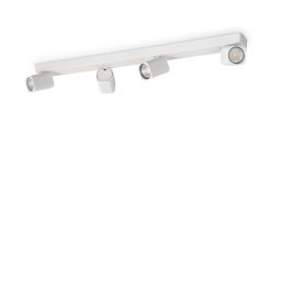 Plafoniera cu spoturi orientabile Rudy 294827, 4x7W GU10 LED, alb cald, L:76 cm, aluminiu alb