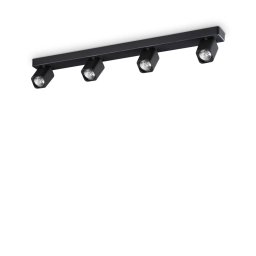 Plafoniera cu spoturi orientabile Rudy 321523, 4x7W GU10 LED, alb cald, L:76 cm, aluminiu negru