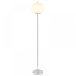 Lampadar glob Blacky 15345SNO, 1xE27, H:160 cm, D:30 cm, metal nichel, sticlă albă