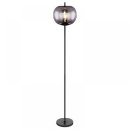 Lampadar glob Blacky 15345S, 1xE27, H:160 cm, D:30 cm, metal negru, sticlă fumurie