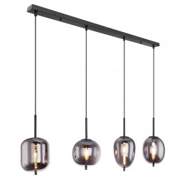 Suspensie globuri Blacky 15345-4, 4xE14, L:100 cm, metal negru, sticlă fumurie
