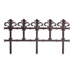 Gard de gradina decorativ, din plastic, maro inchis, set 6 buc, 3.72 m x 34 cm
