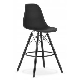 Scaun de bucatarie/bar, Artool, Lamal, PP negru, picioare lemn negru, 54x55x107.5 cm