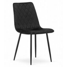 Scaun bucatarie/living, Artool, Turin, catifea neagra, picioare metal negru, 44.5x53x88.5 cm
