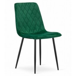 Scaun bucatarie/living, Artool, Turin, catifea verde, picioare metal negru, 44.5x53x88.5 cm