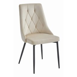 Scaun bucatarie/living, Artool, Imola, catifea bej, picioare metal negru, 48.5x61x93.5 cm