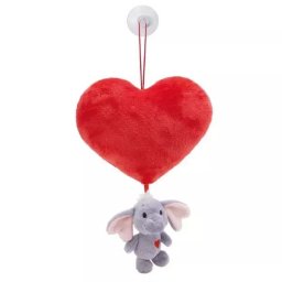 Nici Green: Inimă de pluș cu elefant gri – 27 cm, cu ventuză
