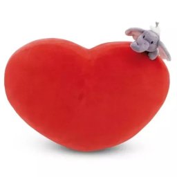 Pernă în formă de inimă cu figurina de pluș elefant - 42 cm