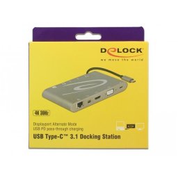 Delock USB Typ-C Port Replicator (MIC,Audio,HDMI,DVI, LAN, 3x USB 3.0) 4K