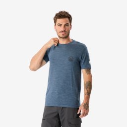 Tricou trekking cu lână merinos Merino Fresh albastru bărbați