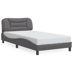 Gossi cadru de pat cu lumini led, gri, 100x200 cm, piele ecologica