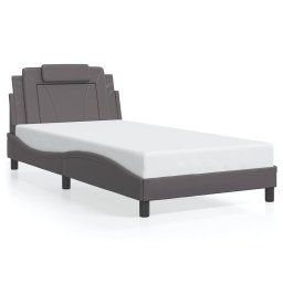 Gossi cadru de pat cu lumini led, gri, 100x200 cm, piele ecologica