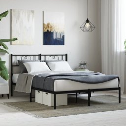 Gossi cadru de pat metalic cu tablie, negru, 120x200 cm