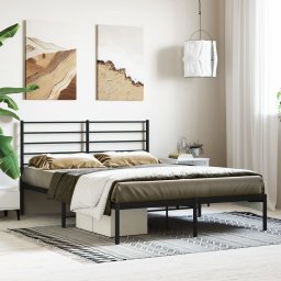 Gossi cadru de pat metalic cu tablie, negru, 140x200 cm