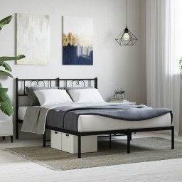 Gossi cadru de pat metalic cu tablie, negru, 160x200 cm