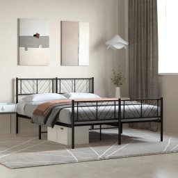 Gossi cadru pat metalic cu tablie de cap/picioare, negru, 140x190 cm