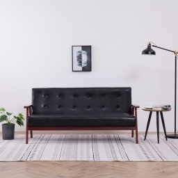 Gossi canapea cu 3 locuri, negru, piele ecologica