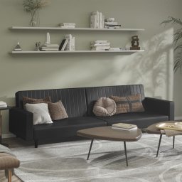 Gossi canapea extensibila cu 2 locuri, negru, piele ecologica