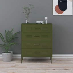 Gossi comoda cu sertare, verde masliniu, 80x35x101,5 cm otel