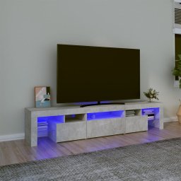 Gossi comoda tv cu lumini led, gri beton, 200x36,5x40 cm