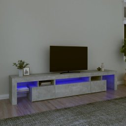 Gossi comoda tv cu lumini led, gri beton, 215x36,5x40cm