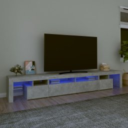 Gossi comoda tv cu lumini led, gri beton, 260x36,5x40cm