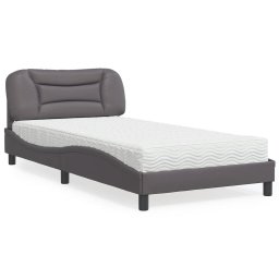 Gossi pat cu saltea, gri, 100x200 cm, piele ecologica