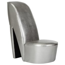 Gossi scaun, design toc inalt, argintiu, piele ecologica