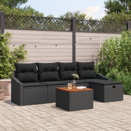 Gossi set canapea de gradina 6 piese cu perne negru rattan sintetic