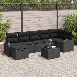 Gossi set canapea de gradina 8 piese cu perne negre din rattan