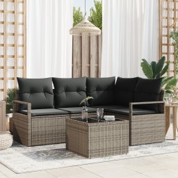 Gossi set canapea de gradina cu 4 piese si perne ratan poly gri