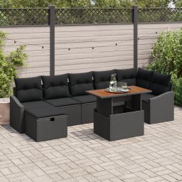 Gossi set canapea de gradina cu 8 piese in ratan polimeric negru
