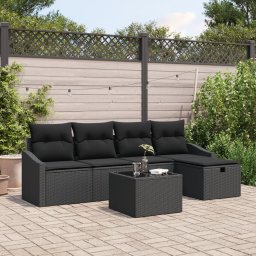 Gossi set canapea de gradina cu perne, 6 piese, negru, ratan poli