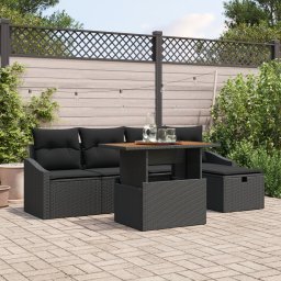 Gossi set canapea gradina 6 piese cu perne gri din ratan poli