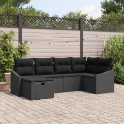 Gossi set canapea gradina 6 piese cu perne negre din ratan pol